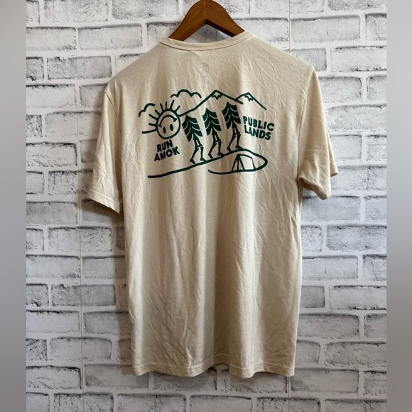 Roark Other - NWT! Adult sized ROARK run amok Pubic Lands tan short sleeve t-shirt Small